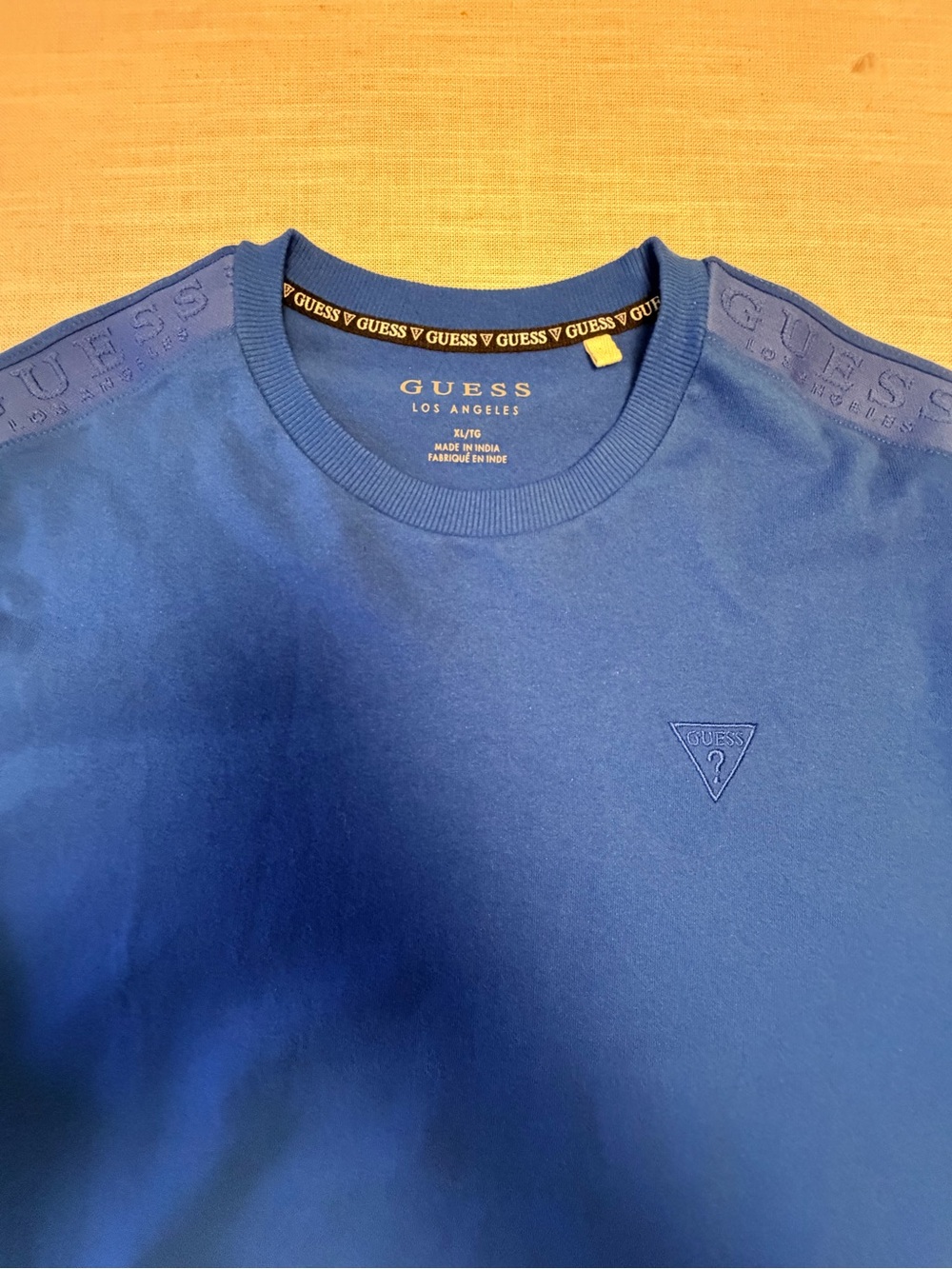GUESS Men's Royal Blue Embossed Logo Crewneck Sweatshirt